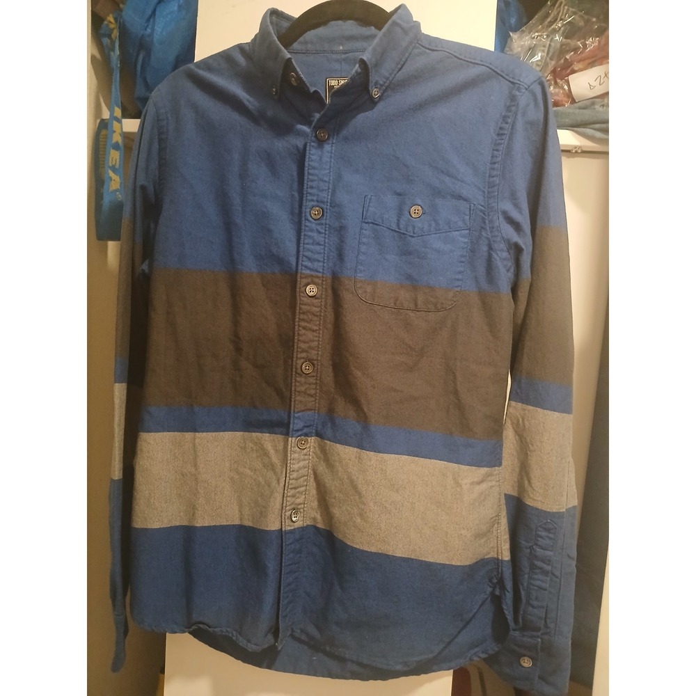 Todd Snyder Shirt Mens SMALL Blue Brown Long Sleeve Button Down Cotton